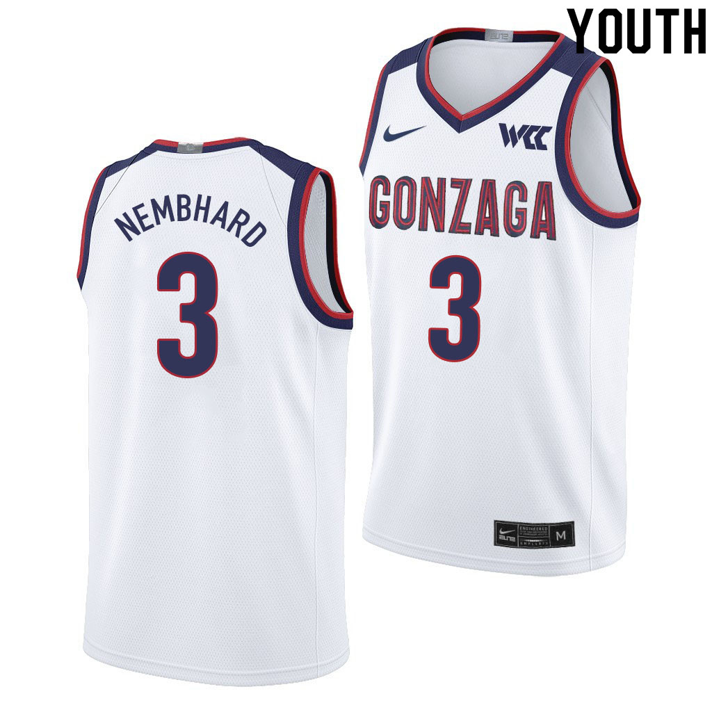 Youth #3 Andrew Nembhard Gonzaga Bulldogs College Basketball Jerseys Sale-White